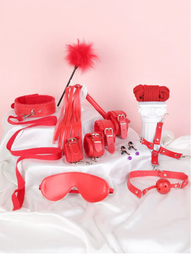 Kit de Bondage SM – Menottes Poignets & Chevilles avec Sangles de Lit – Accessoires pour Jeux Intimes en Couple