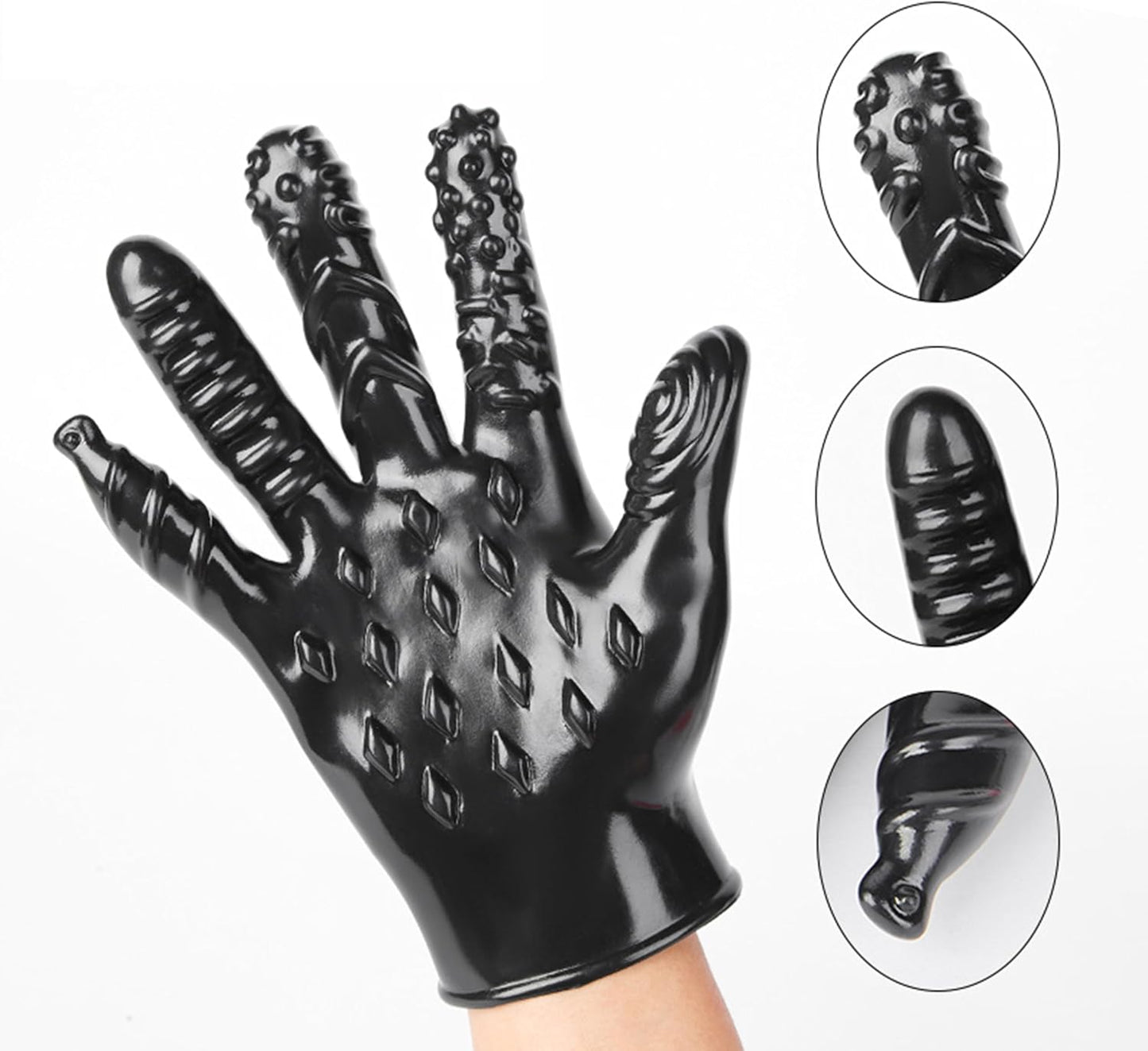 Gants Vibrants Multifonctions – Doigts Moyens – Masturbation & Jeu Fetish en Latex Imperméable