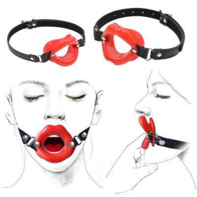 Bâillon Bouche Ouverte avec Anneau – Cuir PU & Silicone Souple – Accessoire de Bondage pour Couples
