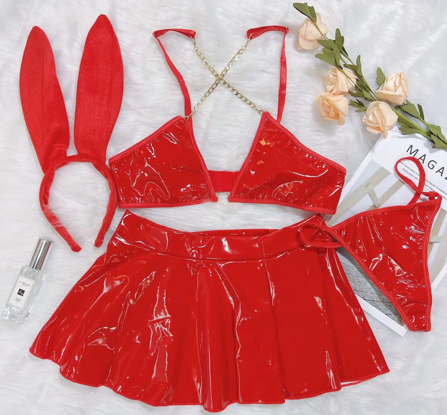 Lingerie sexy en latex et cuir pour femme