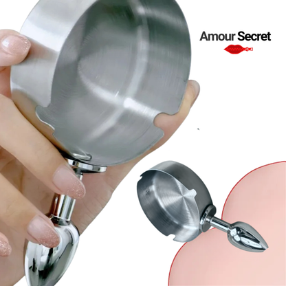 Plug Anal en Acier Inoxydable BDSM avec Cendrier – 1,8 cm / 2,2 cm / 2,8 cm / 3,2 cm
