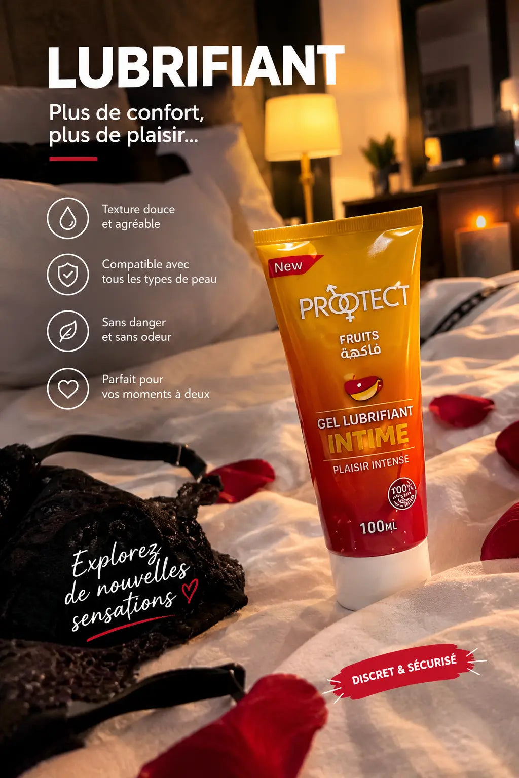 🧴 Gel Lubrifiant Intime Protect – Lubrifiant intime aux fruits 🍓🍑 Amour Secret