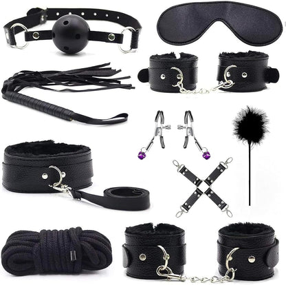 Kit de Bondage SM – Menottes Poignets & Chevilles avec Sangles de Lit – Accessoires pour Jeux Intimes en Couple