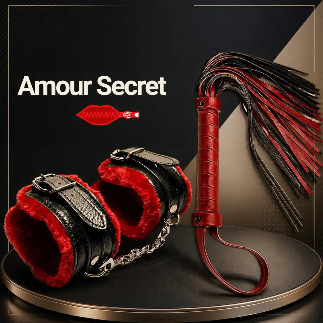 Kit Menottes & Fouet – Rouge et Noir Amour Secret