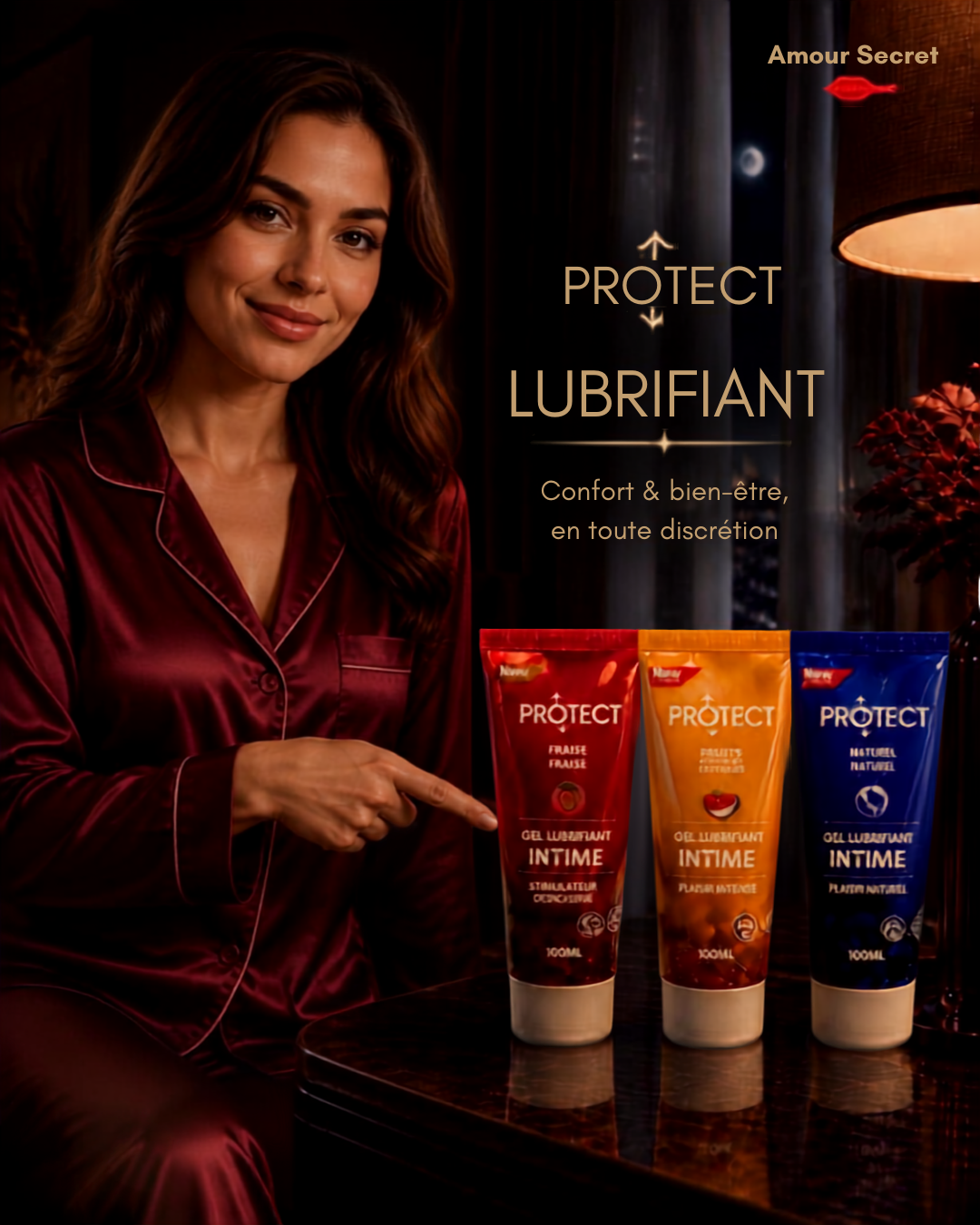 🧴 Gel Lubrifiant Intime Protect – Lubrifiant intime aux fruits 🍓🍑 Amour Secret