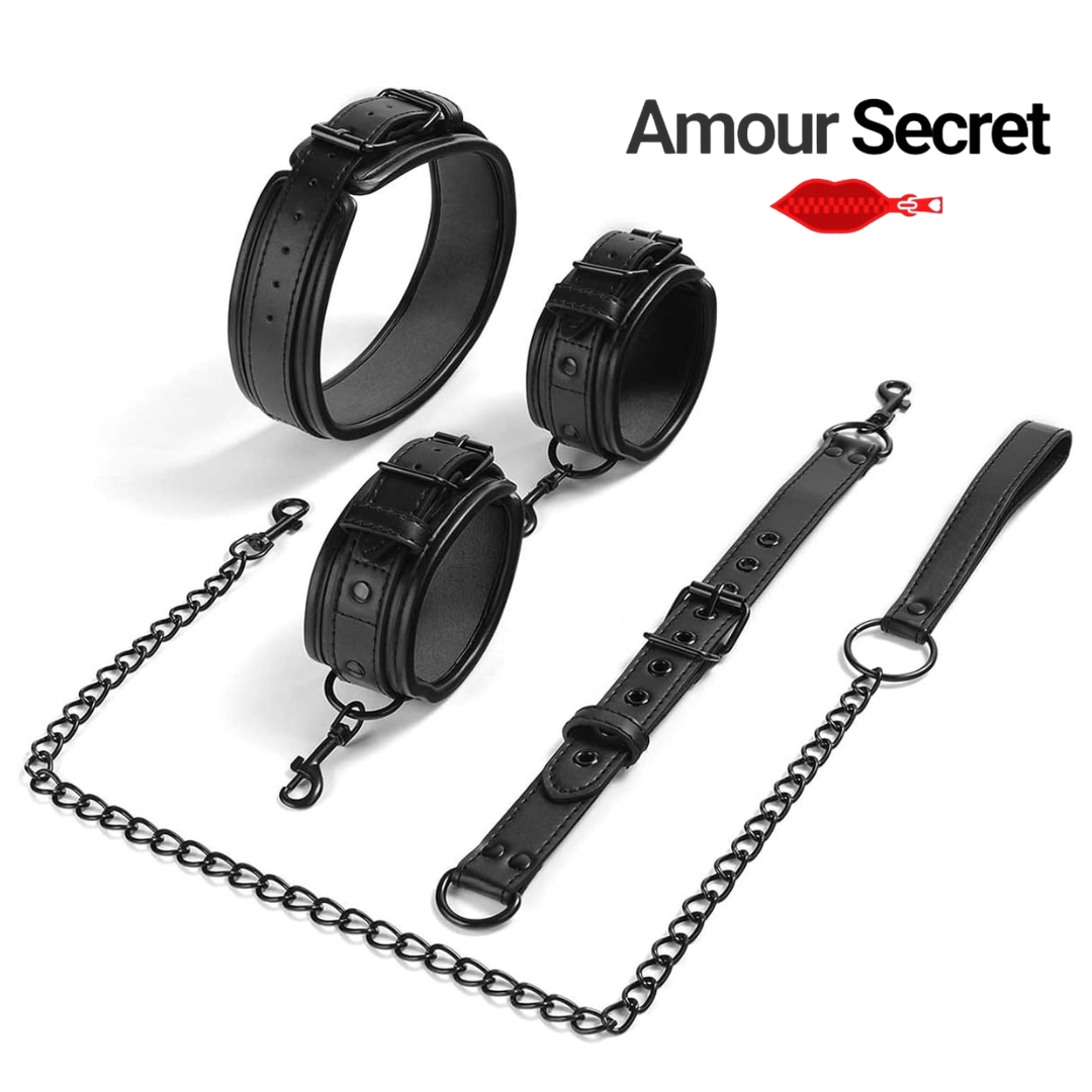 Collier & Menottes BDSM – Kit de Jeux pour Couples