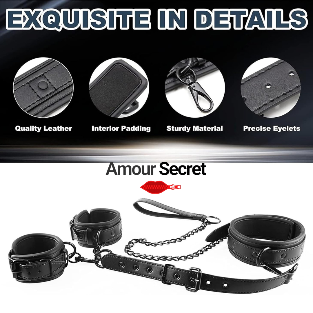 Collier & Menottes BDSM – Kit de Jeux pour Couples