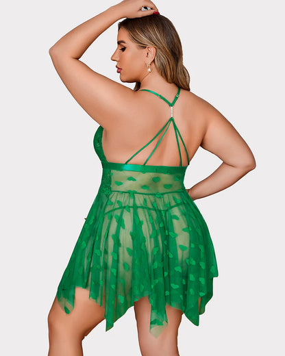 Chemise de nuit grande taille fendue sur le devant en dentelle