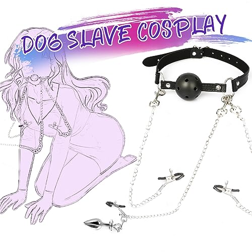 Kit de Bondage BDSM Complet – Avec Gag Respirant, Pinces à Mamelons, Clip Clitoridien et Plug Anal