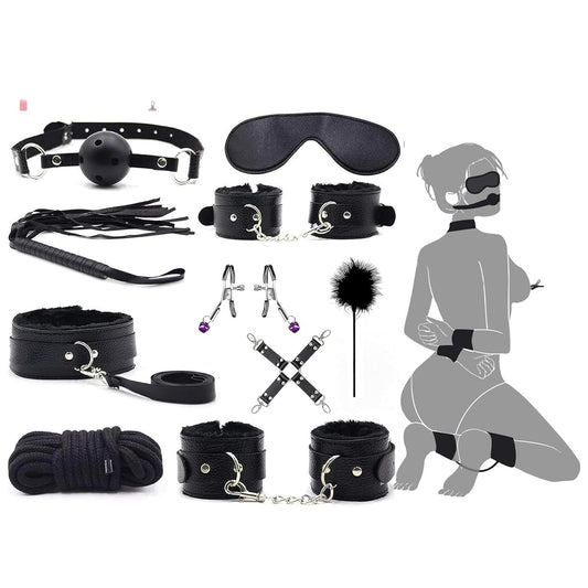 Kit de Bondage SM – Menottes Poignets & Chevilles avec Sangles de Lit – Accessoires pour Jeux Intimes en Couple