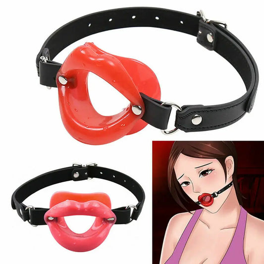 Bâillon Bouche Ouverte avec Anneau – Cuir PU & Silicone Souple – Accessoire de Bondage pour Couples